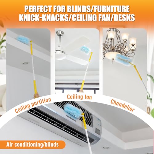 40 Count Duster Refills with 1 Short Handle & 3 ft Extendable Handle, Compatible with Swiffer Duster, 180° Disposable Microfiber Cleaning Dusters, Unscented - style: 40 Refills + 2 Handle