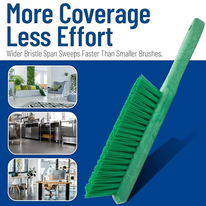 SPARTA 8 Inch Soft Counter Brush with Polyester Bristles and 5 Inch Handle, Color Coded Handheld Broom for Tables Countertops and Foodservice Surfaces, 13 Inch Overall Length, Green, Pack of 6 - color: Green