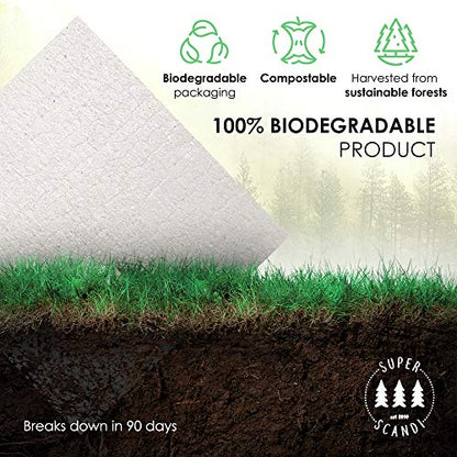 SUPERSCANDI 5 Pack Swedish Dishcloths for Kitchen - 100% Biodegradable & Compostable Reusable Paper Towels Washable, Food-Safe & Without Plastic - Dish Rags for Any Surface, Artdeco Black on White - color: Artdeco Black on White