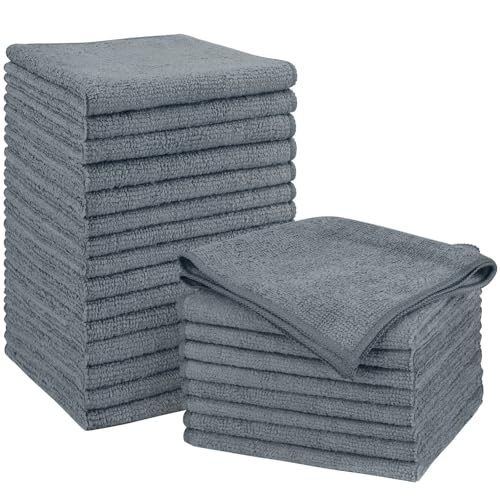 Orighty Grey Microfiber Cleaning Cloth, Microfiber Towels for Cars, Highly Absorbent Car Cleaning Supplies, Lint Free Cloths Clean Rags for Car Care, House, Kitchen, 12x11 inch, Pack of 24 - color: Grey, size: Pack of 24