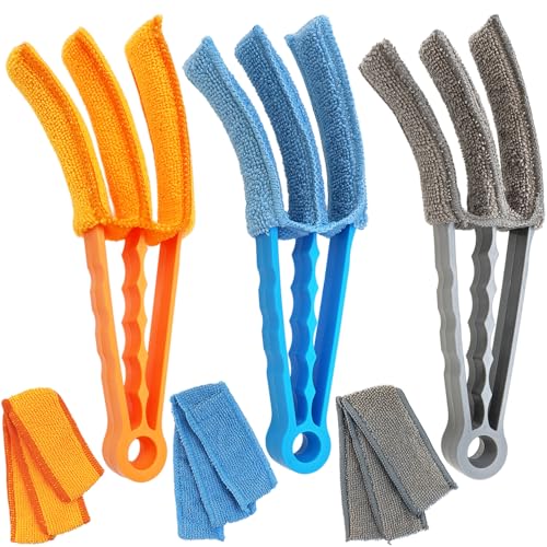 3 Pack Microfiber Feather Duster with 6 Microfiber Sleeves, Window Blind Cleaner, Blind Duster, Blinds Cleaning Tools