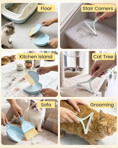 Carpet Rake for Pet Hair Removal | 5-in-1 Dual-Sided, Rubber & Metal Scraper Tool, 60" Adjustable Handle, For Dog and Cat Fur