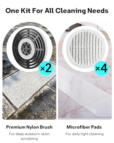 Leemone Steam & Scrub Mop Replacement Pads for Shark S8001 S8002BRN S8200 S8201 S7001 S7201 Series, Heavy Duty Scrub & Daily Clean Kit, Washable Reusable (2 Brush Heads + 4 Microfiber Pads Refills) - color: S7000 (2+4)