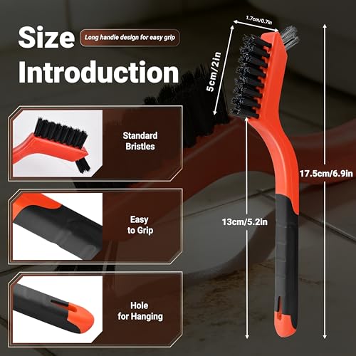 6 Pieces Nylon Brushes Set, Brushes for Cleaning Welding Slag and Rust,Scratch Brush with Mini Head & Hanging Hole for Everyday Cleaning (6, Nylon) - color: Nylon