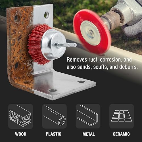 Dura-Gold 6 Piece Abrasive Filament Nylon Bristle Cup Brush Set - 1/4" Hex Drill Shank Arbor, Coarse Grit Angle Grinder Brush for Truck Bed Liner Surface Prep, Sanding, Scuffing, Rust & Paint Removal