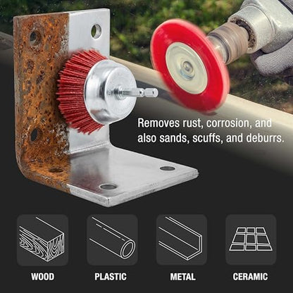Dura-Gold 6 Piece Abrasive Filament Nylon Bristle Cup Brush Set - 1/4" Hex Drill Shank Arbor, Coarse Grit Angle Grinder Brush for Truck Bed Liner Surface Prep, Sanding, Scuffing, Rust & Paint Removal