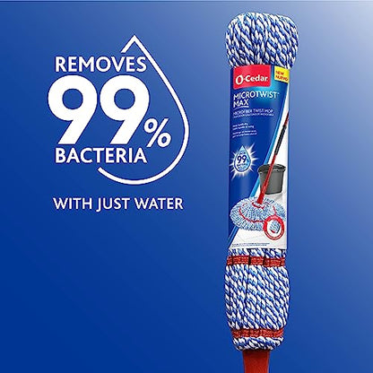 O-Cedar MicroTwist MAX Microfiber Twist Mop with 1 Extra Refill | Features Hands-Free Wringing | Extra Large 18-Inch Mop Head | Safe on All Floor Types