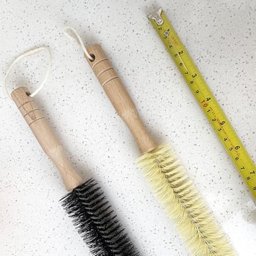 2 pcs 28''/ 72 cm Extra Long Nylon Brushes Set (Yellow), Wood Handle, Bendable, Bathroom Kitchen Cleaning Brush, Dryer Lint Remover Brush, for Radiator, Dryer Vent, Bathtub, Refrigerator, Pipe