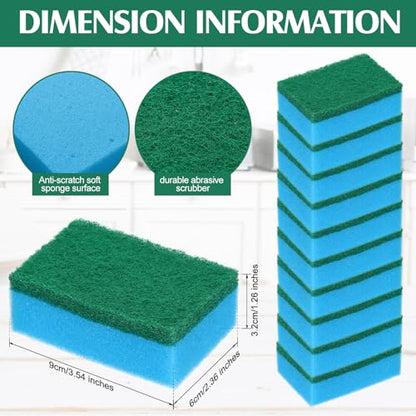Patelai 100 Pcs Heavy Duty Sponges Kitchen Bulk Dish Sponges Scrub Sponge Abrasive Scrubber Cleaning Sponge Non Scratch Scouring Absorbent Dish for Washing Kitchen (Blue) - color: Blue