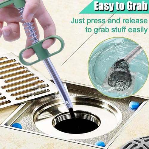 Upgrade Drain Snake for Hair Clogs, 76'' Four claw grabber pickup tool for Litter Pick, Home Sink, Drains, Toilet, Snake Drain Hair Remover - style: T-76 IN