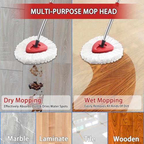 6-Pack Spin Mop Heads Replacements Compatible with O-Ceda EasyWrin 1-Tank System, Microfiber Refills, Deep Cleaning Mop Replace Head, Machine Washable Easy-to-Replace, White - color: 6pcs Easywring Refills White