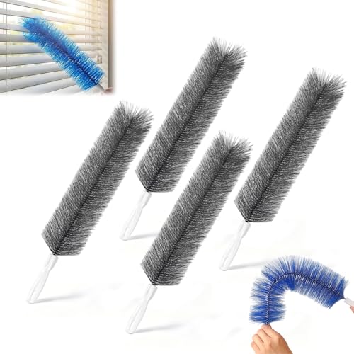 Bendable Microfiber Head, Fan Cleaner Brush Reusable Dust Remover Washable ldeal for Ceiling Fan, Air Conditioner, Dryer Vent, Car Vents and Household Surface Cleaning (Gray x 4) - color: Gray X 4