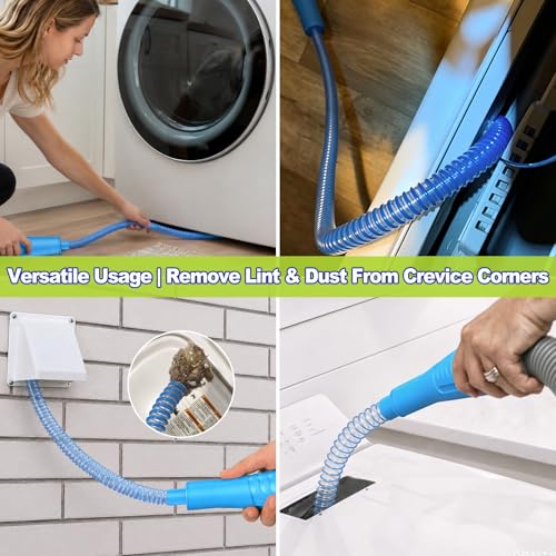 Sealegend 2 Pieces Dryer Vent Cleaner Kit, Dryer Vacuum Hose Attachment and Flexible Lint Brush, Dryer Vent Cleaning Tools for Crevice Lint Trap‌, Blue - color: Blue