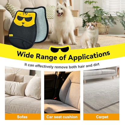 Pet Hair Removal Glove, Washable Reusable Cat Dog Fur Remover Mitt with Electrostatic Dual-Direction Surface for Couch, Sofa, Bedding, Rugs and Pet Beds(2pcs-Yellow Black) - color: 2pcs-Yellow Black