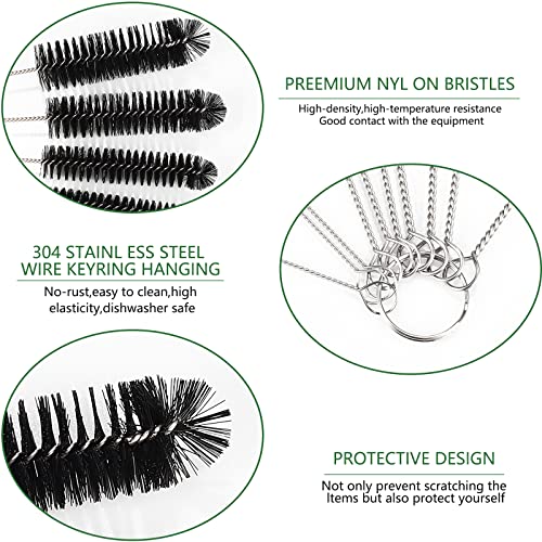 CiaraQ Bottle Cleaning Brushes, 8 Inch Nylon Tube Brush Set, Cleaner for Narrow Neck Bottles Cups with Hook, Set of 13pcs - color: Black, size: 8.0 Inch (13pcs)