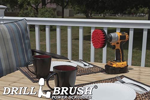 Outdoor Cleaning Tools - Patio Scrub Brush - Outdoor Deck Scrubber Brush - Bird Bath Cleaning Tool - Fountain Cleaning Brush - Garden Statues Cleaning Tools - Concrete Stain Cleaner - House Siding - color: Red