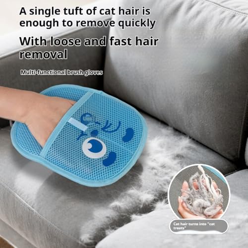 2026 Thickened Electrostatic Pet Hair Removal Gloves for Dogs & Cats，Reusable & Washable Cat Hair Removal Glove, Pet Hair Remover Tool for Furniture Clothing, Couch, Carpet, Car Seat, Bed - color: Blue