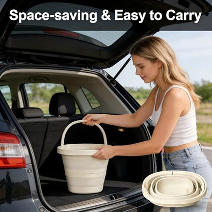 2.6 Gallon (10L) Collapsible Bucket, Large Capacity, Portable Foldable Water Pail for Outdoor Garden Cleaning, Car Washing, Camping, Fishing