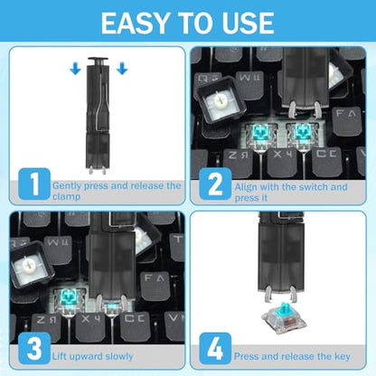 2-in-1 Keycap Puller and Switch Puller with 4-Claw Grip Keyboard Key Remover Key Cap Removal Tool with Cleaning Brushes for Mechanical Gaming Keyboard