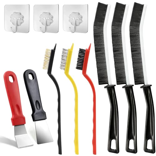 8-Piece Hard Bristle Cleaning Brush Set with 3 Hooks, Multifunctional for Crevices, Gaps, Corners, Window Tracks, Bathroom, Kitchen - color: Cleaning Tool*8+hook*3