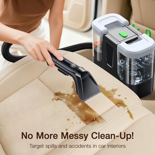 Portable Carpet & Upholstery Cleaner, 18Kpa Carpet Cleaner Machine for Deep Stain Removal, Spot Cleaner for Pet Accidents, Area Rugs, Stairs, Car Upholstery & Couches, Includes Tools & Self-Cleaning - color: Arctic White