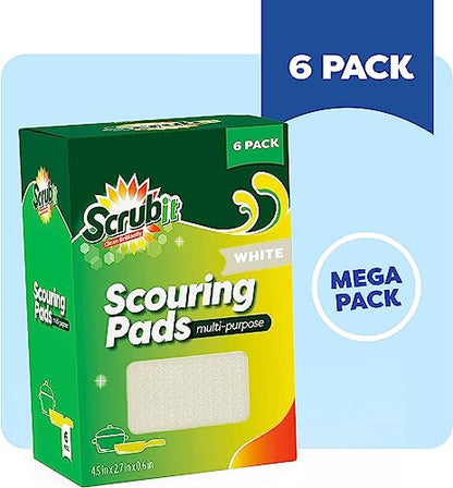 Multi-Purpose Scouring Pad by Scrub-It - Non-Scratch Cleaning Dobie Pads for Pots, Pans, Dishes, Utensils & Non-Stick Cookware - Sponge Scrubbers Use for Kitchen, Bathroom & More (6 Pack) - size: 6 Pack