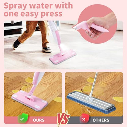 Kids Spray Mop,Fun & Functional Toddler Cleaning Set,Real Working Mop for Floors,Pretend Play – Includes Spray Bottle, 2 Washable Microfiber Pads, Montessori Kids Cleaning Toy Set -Pink - size: Spray Mop, style: Pink
