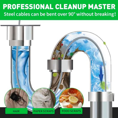 BACOENG 50Ft Drain Auger, Heavy Duty Plumbing Snake with Drill Adapter, Use Manually or Powered for Drain Clog, Shower Sink, Comes with Gloves and Bag (Green) - color: Green-50FT