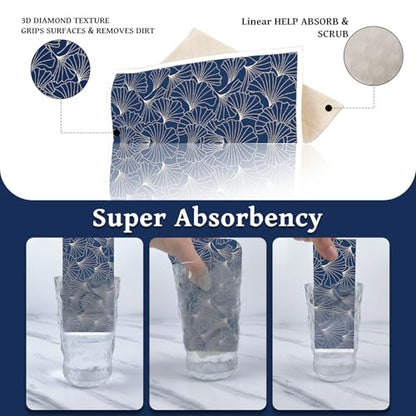 Swedish Dishcloths for Kitchen, 6 Pcs Reusable Blue Japanese Pattern Dish Cloths, Absorbent Cellulose Sponge Cleaning Towels Wipes for Cooking Home Decor Housewarming Gifts - style: Blue Japanese