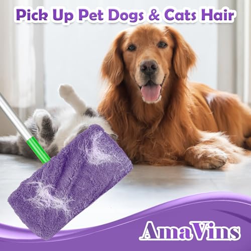 AmaVins 5 Pack Reusable Microfiber Mop Pads Compatible with Swiffer Sweeper Mop, Wet and Dry Flat mop Cover, Washable Mop Pads for Surface/Hardwood Floor Cleaning (Mop is Not Included) - color: 5 Pack Purple