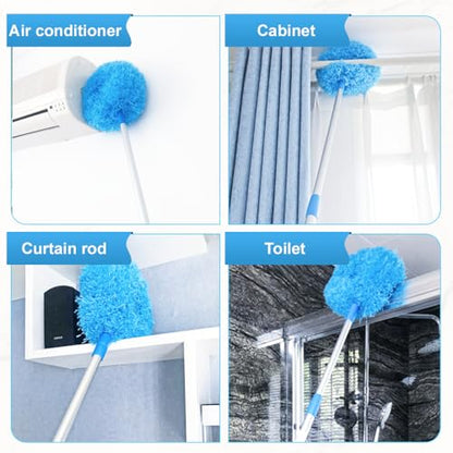 Ceiling Fan Cleaner Duster, Reusable Microfiber Duster with Extension Pole, Removable Dusters for Electric Fans Air Conditioning, Home Car Vents, Curtain (Grey-5Pole) - color: Grey-5pole