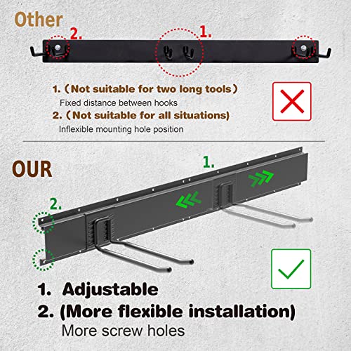 Charmount 96" Garage Storage Wall Organizer with 1200lbs, 12 Hooks Broom Holder Wall Mount, Garden Tool Organizer, Easy Installation Tool Storage to Accommodate Brooms, Hoses, Yard Tools and More