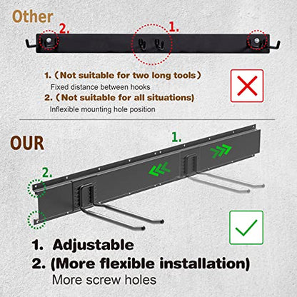Charmount 96" Garage Storage Wall Organizer with 1200lbs, 12 Hooks Broom Holder Wall Mount, Garden Tool Organizer, Easy Installation Tool Storage to Accommodate Brooms, Hoses, Yard Tools and More