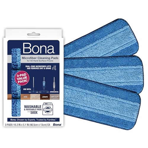 Bona Mop Microfiber Cleaning Pad for Hardwood & Hard Surface Floors - Value 3-Pack - For Use With Bona Mops - Dual Zone Cleaning - style: Microfiber Cleaning Pads