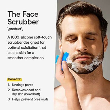 Silicone Face Scrubber for Men Facial Cleansing Brush Silicone Face Wash Brush Manual Waterproof Cleansing Skin Care Face Brushes for Cleansing and Exfoliating (Blue) - color: Blue
