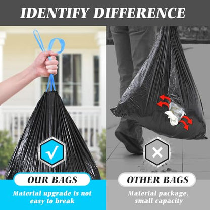 15 Gallon 120 Counts Strong Drawstring Trash Bags Garbage Bags by Teivio, Bathroom Trash Can Bin Liners, Plastic Bags for home office kitchen, Black - style: 120-15Gallon-Black