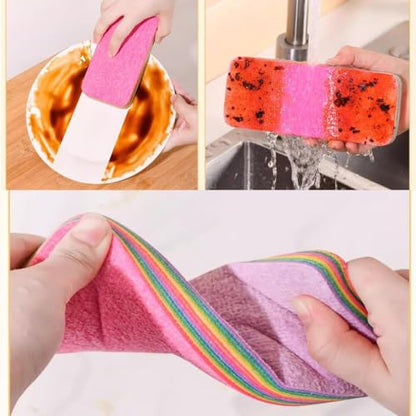 12 Layer Microfiber Sponge, Layered Sponge Rag, Microfiber Sponge Block, Peelable Microfiber Sponge Tearable Cloths, Non-Scratch Tearable Cloth Rag for Kitchen, Car Wash Towel (Small) - color: Small