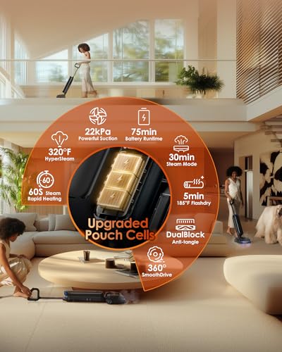 Tineco Floor One S9 Artist Steam Wet Dry Vacuum Cleaner, High-Temp Steam Cleaning, 22kPa Suction, 360° SmoothDrive, Anti-Tangle Design, 185°F Flashdry, Long Runtime, 180° Lay-Flat - style: S9 Artist Steam