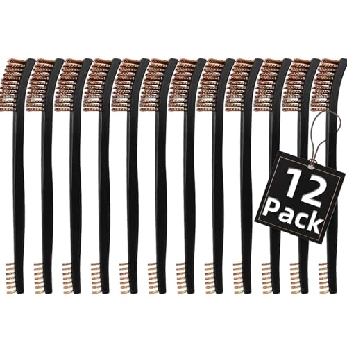 12 Pack Miaozhun Double-Ended Gun Cleaning Brush, 7 Inch Phosphor Bronze Bristle Brushes, Gun Cleaning Supplies Kit, All Purpose Crevice and Detail Cleaning Brushes - color: Phosphor Bronze Brush-12pack