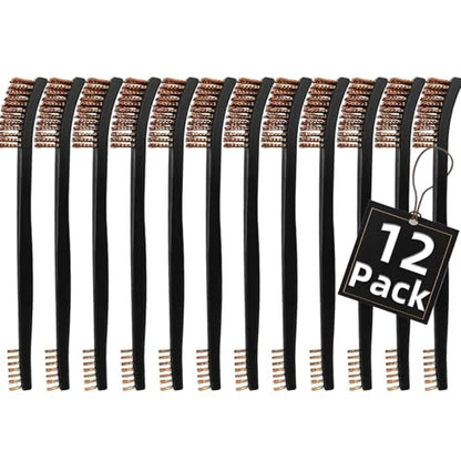 12 Pack Miaozhun Double-Ended Gun Cleaning Brush, 7 Inch Phosphor Bronze Bristle Brushes, Gun Cleaning Supplies Kit, All Purpose Crevice and Detail Cleaning Brushes - color: Phosphor Bronze Brush-12pack