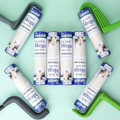 10 inch Mega Lint Roller Refills for Evercare Layers Smart Design Large Lint Rollers, 50% Stickier Refills Pack of 4, 60 Sheets per Refill, Total 240 Extra Sticky Sheets - size: 10 inch