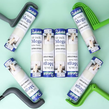 10 inch Mega Lint Roller Refills for Evercare Layers Smart Design Large Lint Rollers, 50% Stickier Refills Pack of 4, 60 Sheets per Refill, Total 240 Extra Sticky Sheets - size: 10 inch