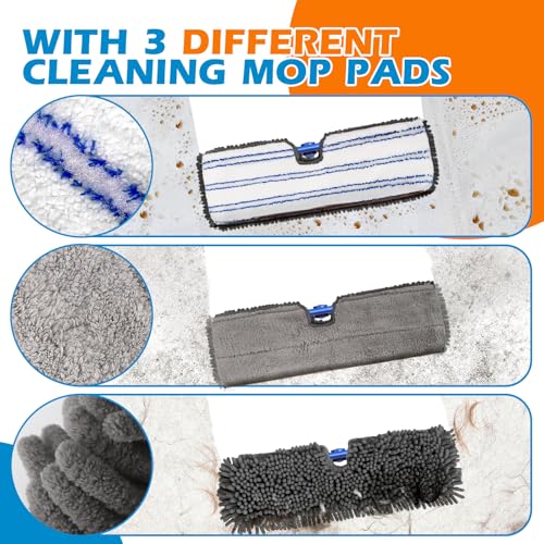 Masthome Dual Sided Flip Mop, Wet Dry Microfiber Dust Mop with 4 Pads & Scraper, 360° Swivel for Hardwood, Laminate, Tile, Pet Hair Cleaning - color: Blue Flip