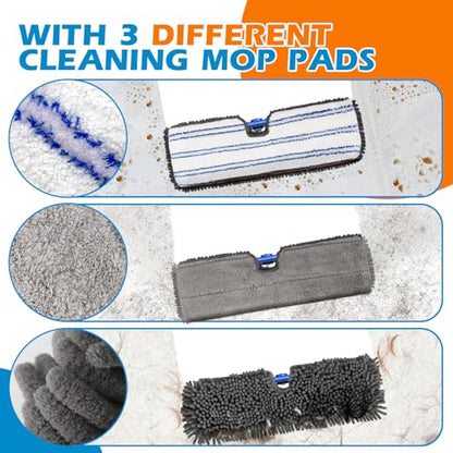 Masthome Dual Sided Flip Mop, Wet Dry Microfiber Dust Mop with 4 Pads & Scraper, 360° Swivel for Hardwood, Laminate, Tile, Pet Hair Cleaning - color: Blue Flip