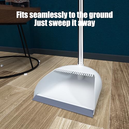 Broom and Dustpan Combo for Office, Broom and Dustpan Set for Home, Long Handle Broom with Upright Standing Dustpan, Indoor & Outdoor Sweeping