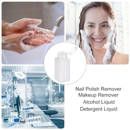 Solvent Alcohol Dispenser 250ml(8.5oz) Press Type ESD Safe Anti-Splash Liquid Dispenser Pump with Sealing plastic Lid for Alcohol, Nail Polish & Makeup Remover, White