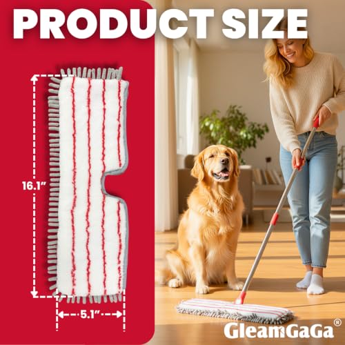 Replacement Mop Pads 4 Pack for GleamGaGa 16” x 5.2” Flat Mop B0FLN8FCCV, Dual-Sided Microfiber Refill Pads for Wet & Dry Floor Cleaning, Washable Dust Mop Pads for Hardwood, Tile & Vinyl