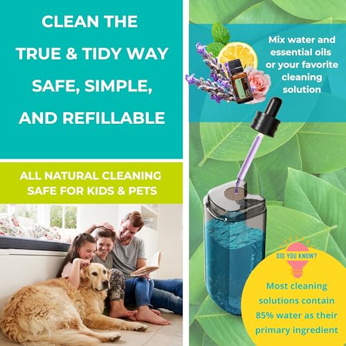 True & Tidy Clean Everywhere Spray Mop Kit - Premium Floor Cleaner with Flat, Round, and Squeegee Mop Heads (White) - color: White