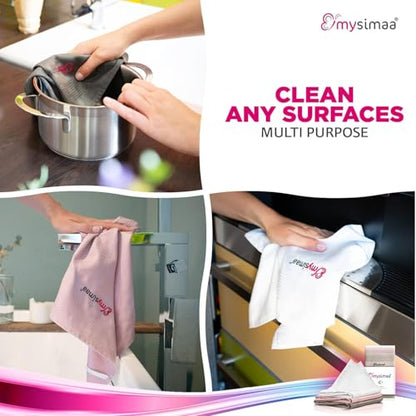 Mysimaa XL Lint Free Microfiber Cleaning Cloth, Cleaning Rags, Microfiber Towels, Glass Cloths, Lint Free Towel, Window Cleaning Cloth - Set of 12