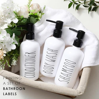 HOMCDALY Shampoo and Conditioner Dispenser Set of 3, 21oz Shower Soap Bottles with Pump, Refillable Shampoo Conditioner Body Wash Dispenser, Bathroom Shower Shampoo Bottles, shampoo container(P-White) - color: White-21oz